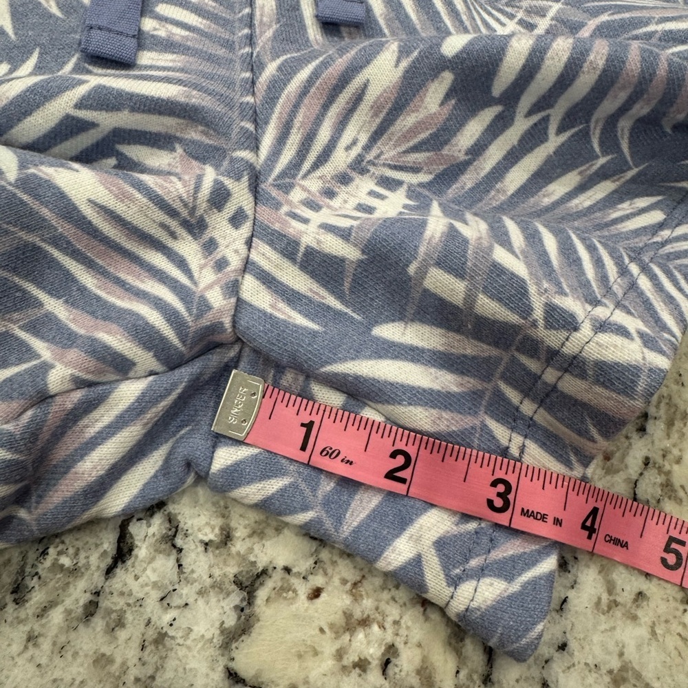 Ecothreads Palm Print Romper Periwinkle Blue Tropical Tie Waist - Picture 3 of 10